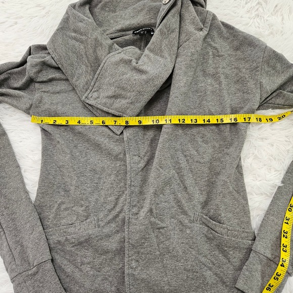 BEBE Sport Sz S Gray Longline Button Up Funnel Neck Cozy Athleisure Jacket - Picture 7 of 7